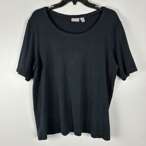 Chicos Basic Tee Top Womans Sz 3 / XL Black Cotton Short Sleeve Casual Tee